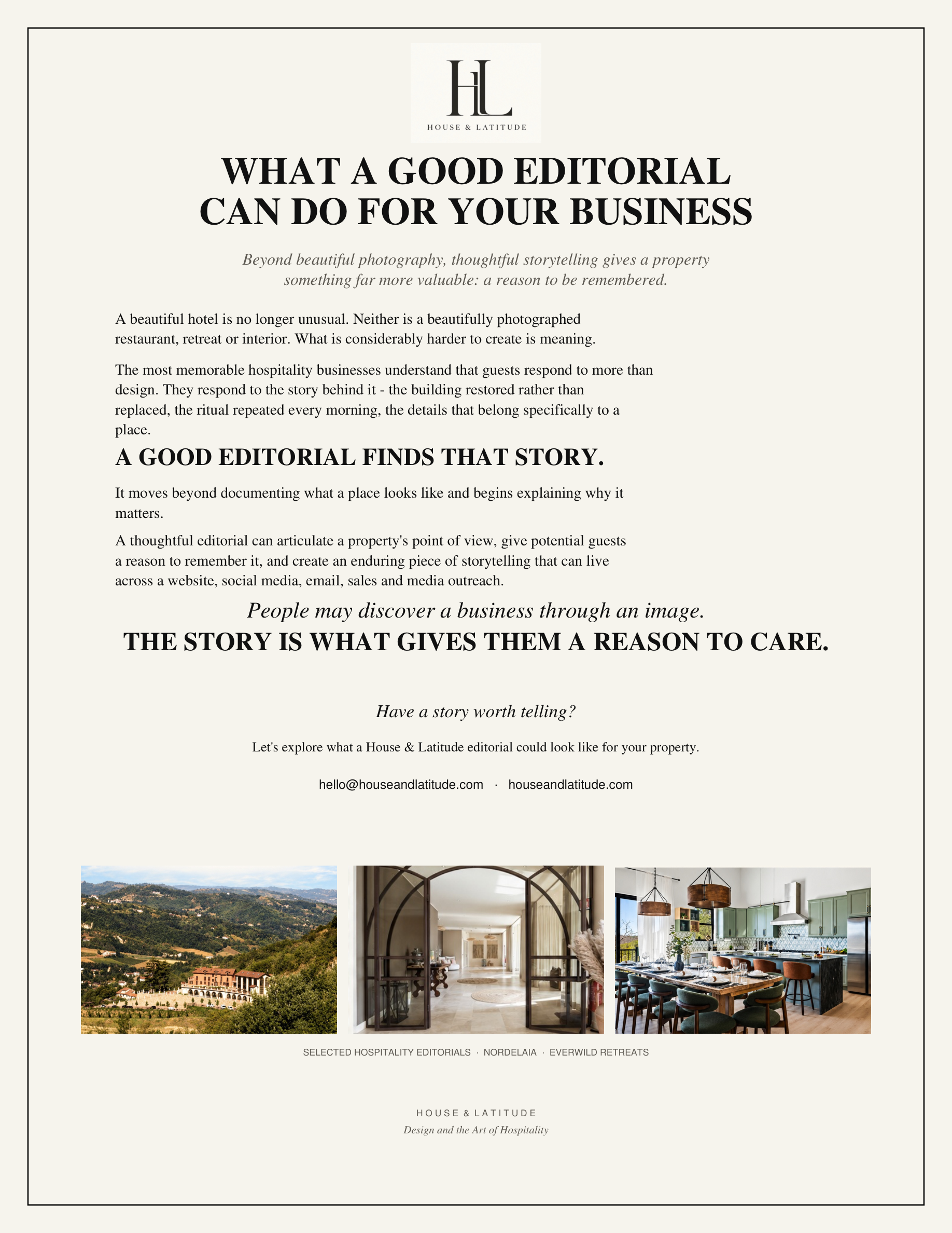 What a Good Editorial Can Do for Your Business — the complete approved House & Latitude hospitality editorial